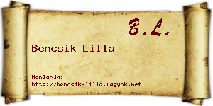 Bencsik Lilla névjegykártya